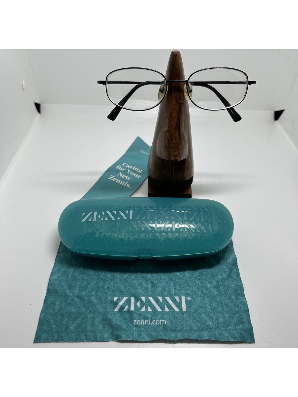 Zenni Black Metal Prescription Glasses Frames with Case and Cleaning Cloth